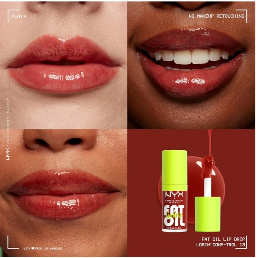 9 x NYX Fat Oil Lip Drip Tinted Lip Gloss 13 Losin' Cone-trol
